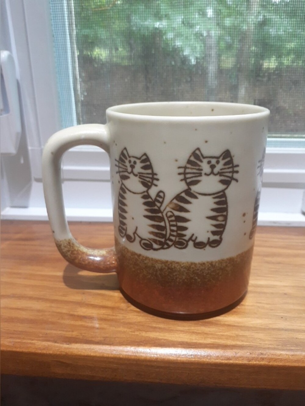 Vintage Otagiri Mug Japan Brown Cream Speckled Cartoon Style Cat
